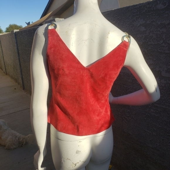 W BY WORTH RED SOFT LEATHER‎ TOP - Picture 7 of 13